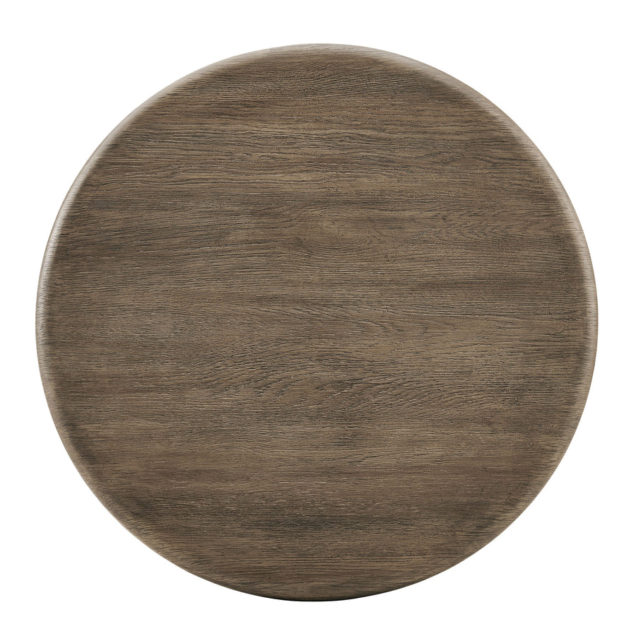 Godello 31 Inch Round Indoor and Outdoor Patio Coffee Table in Weathered Walnut