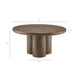 Godello 31 Inch Round Indoor and Outdoor Patio Coffee Table in Weathered Walnut