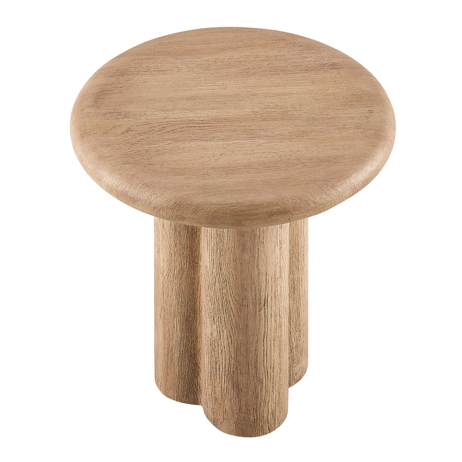 Godello 20 Inch Round Indoor and Outdoor Patio Side Table in Oak