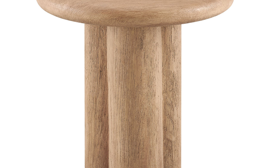Godello 20 Inch Round Indoor and Outdoor Patio Side Table in Oak