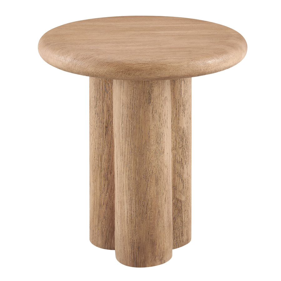 Godello 20 Inch Round Indoor and Outdoor Patio Side Table in Oak
