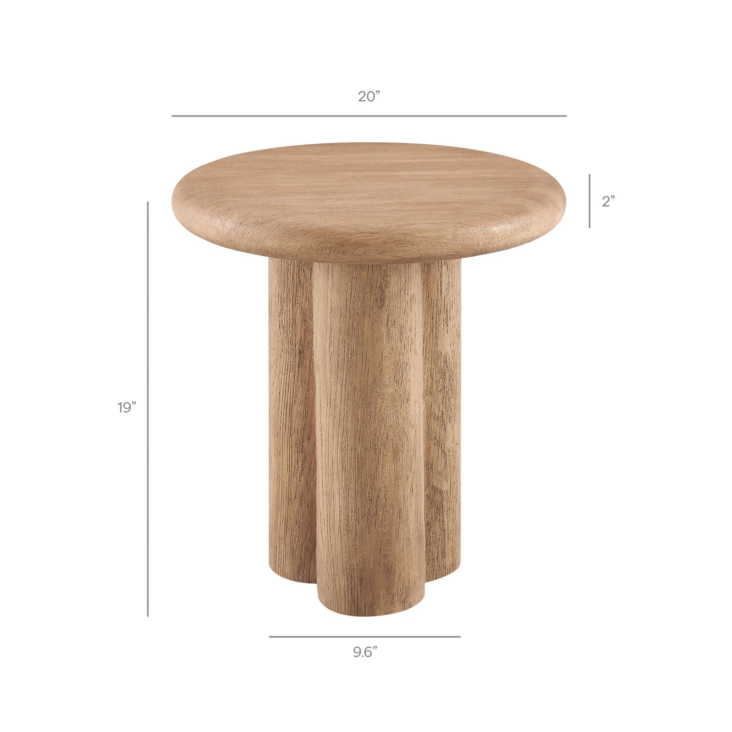 Godello 20 Inch Round Indoor and Outdoor Patio Side Table in Oak