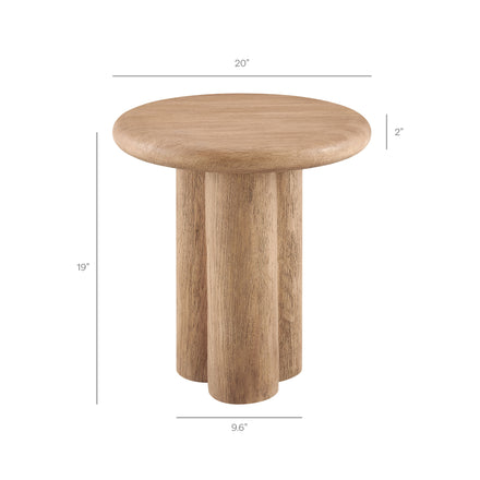 Tori 20 Inch Round Indoor and Outdoor Patio Side Table in Oak
