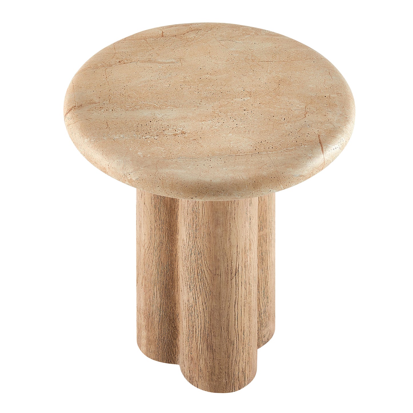 Godello 20 Inch Round Indoor and Outdoor Patio Side Table in Travertine