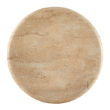 Godello 20 Inch Round Indoor and Outdoor Patio Side Table in Travertine