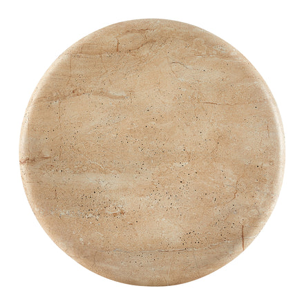 Tori 20 Inch Round Indoor and Outdoor Patio Side Table in Travertine