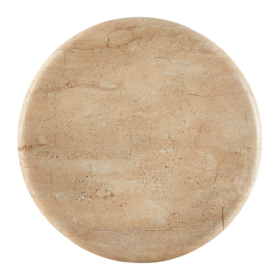 Godello 20 Inch Round Indoor and Outdoor Patio Side Table in Travertine