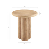Godello 20 Inch Round Indoor and Outdoor Patio Side Table in Travertine