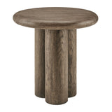 Godello 20 Inch Round Indoor and Outdoor Patio Side Table in Weathered Walnut