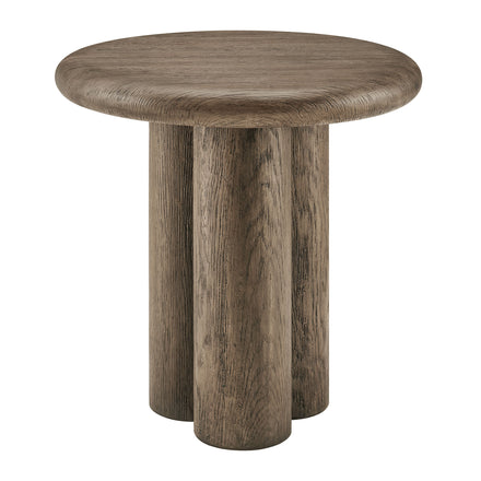 Tori 20 Inch Round Indoor and Outdoor Patio Side Table in Weathered Walnut