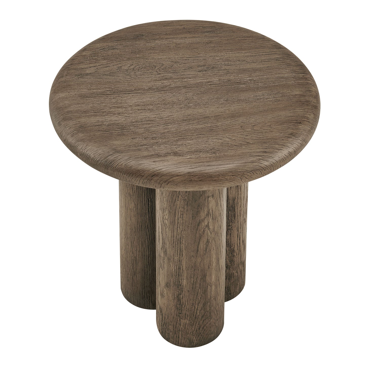 Godello 20 Inch Round Indoor and Outdoor Patio Side Table in Weathered Walnut