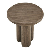 Godello 20 Inch Round Indoor and Outdoor Patio Side Table in Weathered Walnut