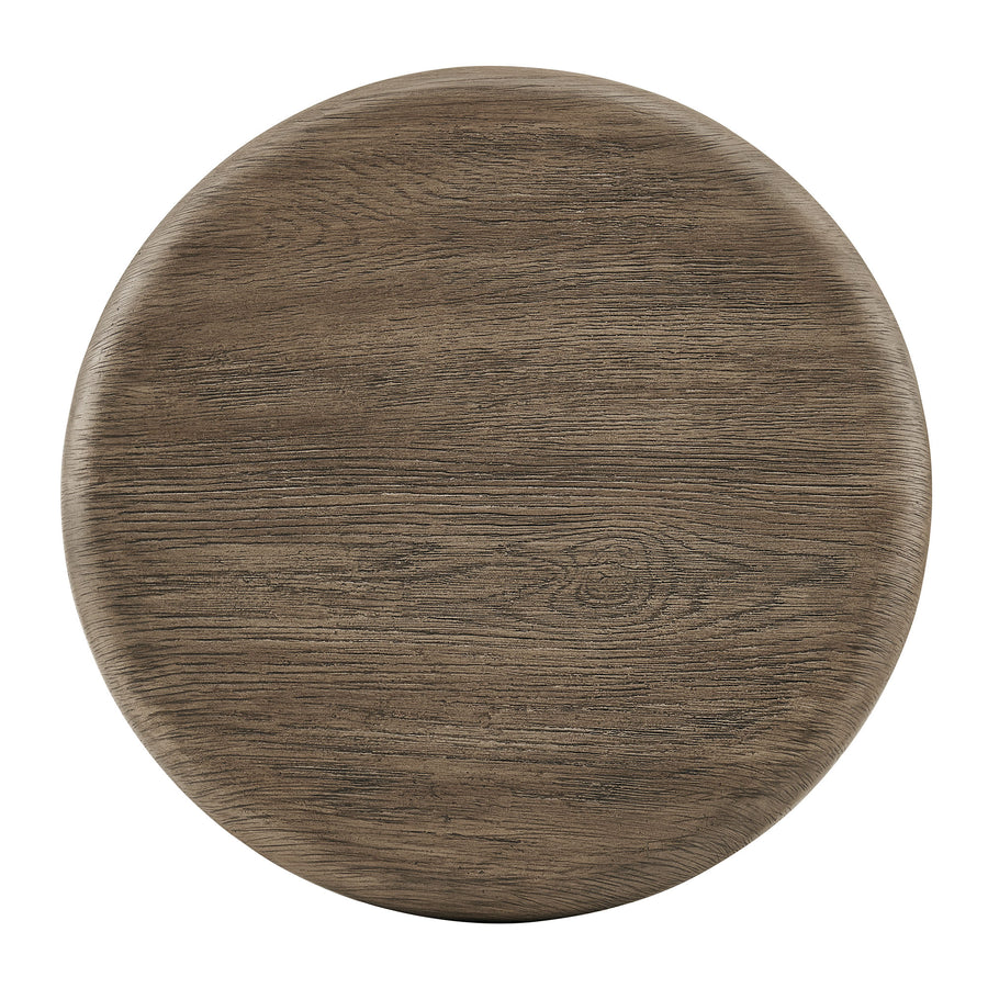 Godello 20 Inch Round Indoor and Outdoor Patio Side Table in Weathered Walnut
