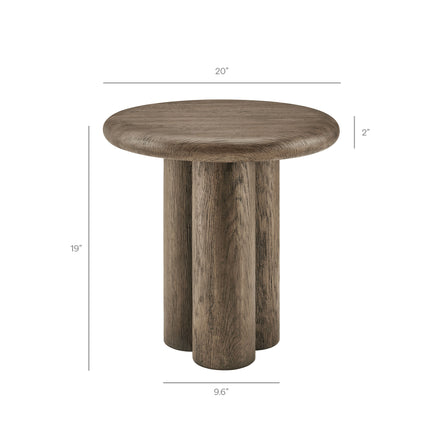 Tori 20 Inch Round Indoor and Outdoor Patio Side Table in Weathered Walnut