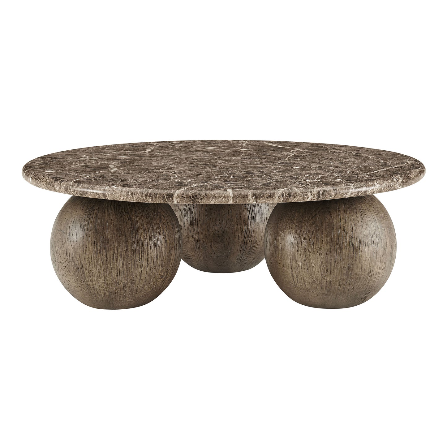 Chenille Indoor Outdoor Patio Round Coffee Table in Dark Emperador Marble