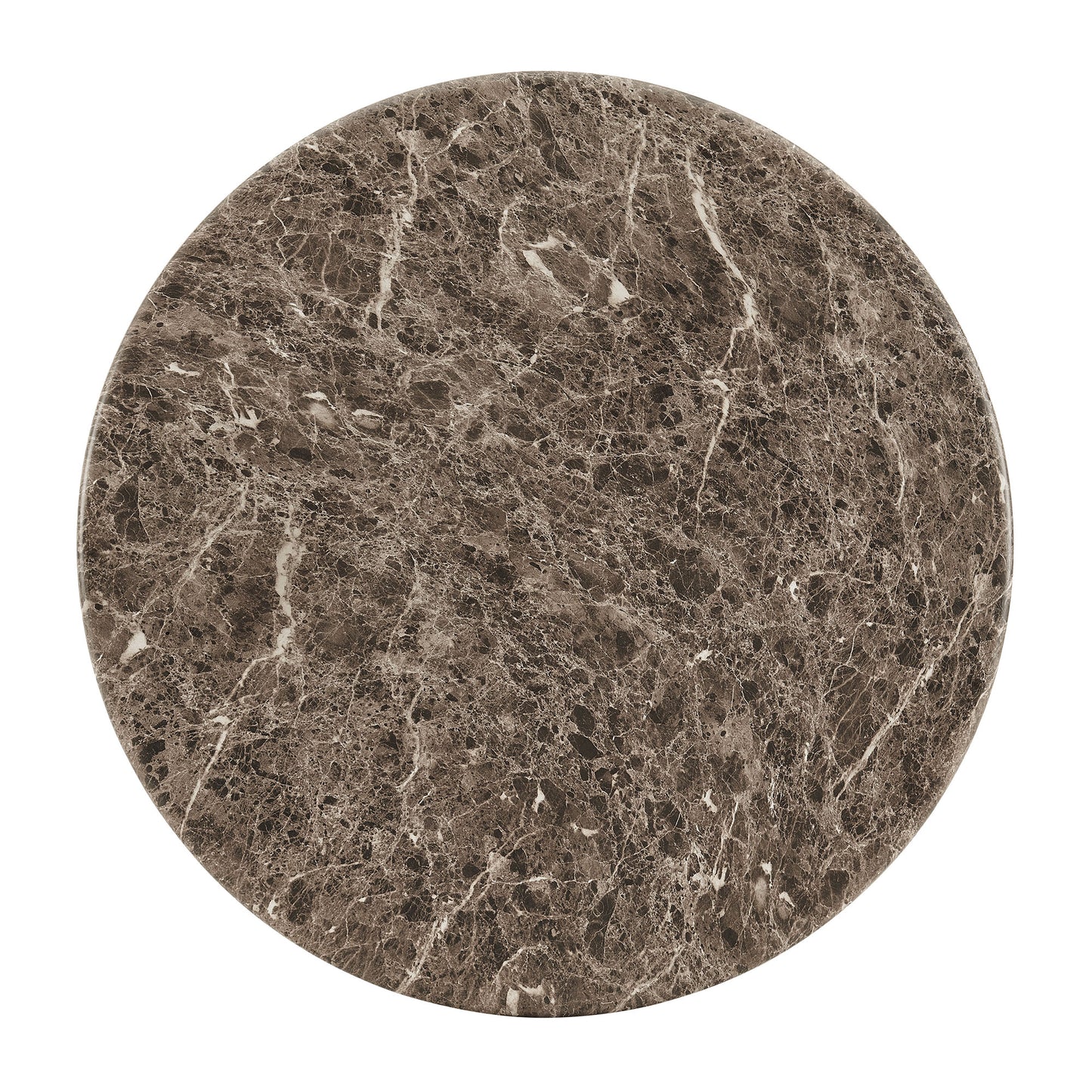 Chenille Indoor Outdoor Patio Round Coffee Table in Dark Emperador Marble