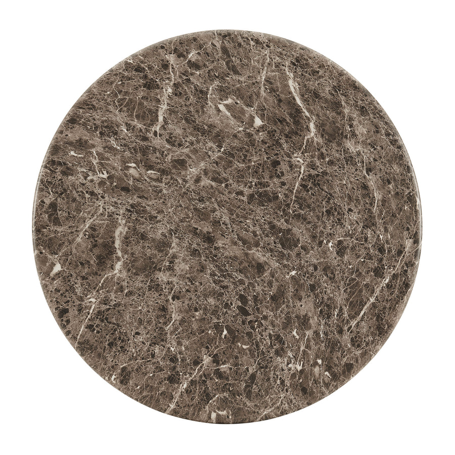 Chenille Indoor Outdoor Patio Round Coffee Table in Dark Emperador Marble