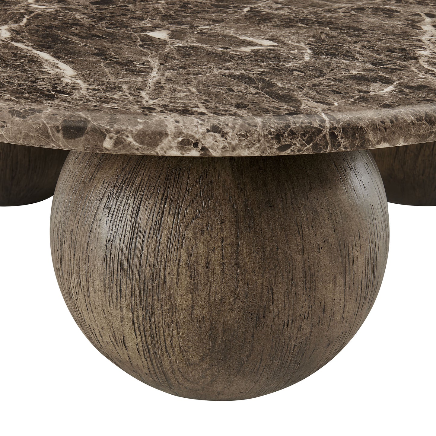Chenille Indoor Outdoor Patio Round Coffee Table in Dark Emperador Marble