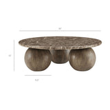 Chenille Indoor Outdoor Patio Round Coffee Table in Dark Emperador Marble
