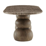 Chenille Indoor Outdoor Patio Oval Dining Table in Dark Emperador Marble