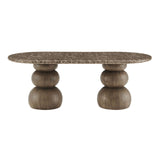 Chenille Indoor Outdoor Patio Oval Dining Table in Dark Emperador Marble