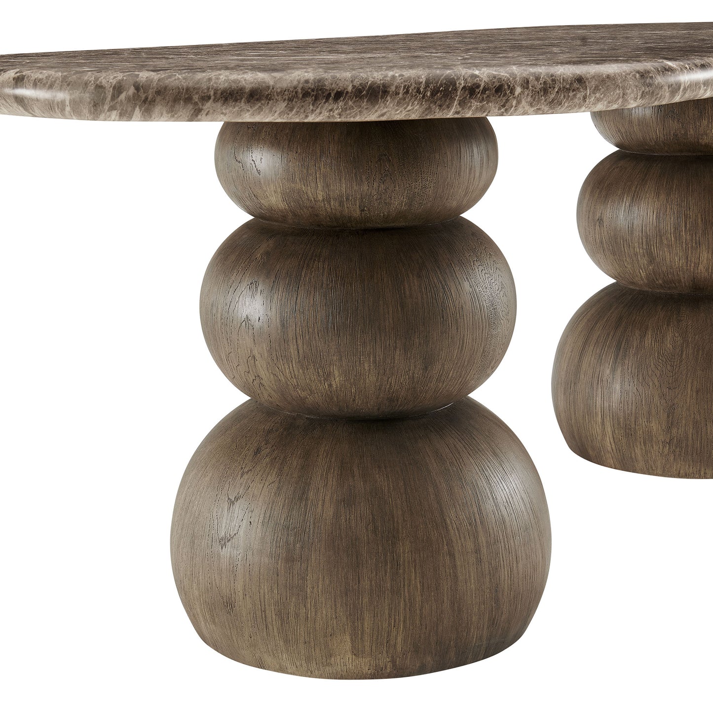 Chenille Indoor Outdoor Patio Oval Dining Table in Dark Emperador Marble