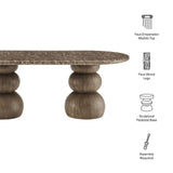 Chenille Indoor Outdoor Patio Oval Dining Table in Dark Emperador Marble