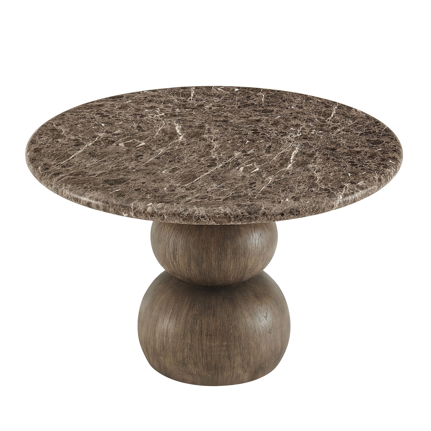 Chenille Indoor Outdoor Patio Round Dining Table in Dark Emperador Marble