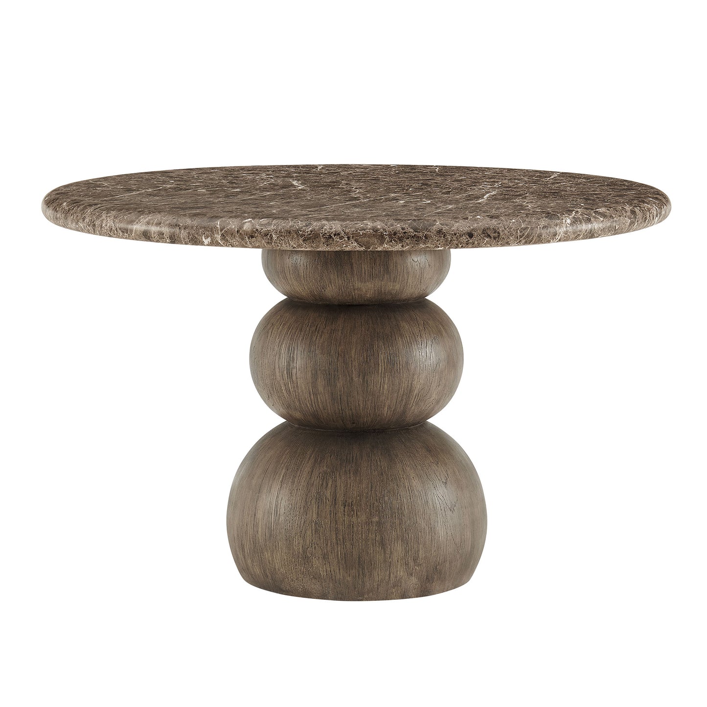 Chenille Indoor Outdoor Patio Round Dining Table in Dark Emperador Marble