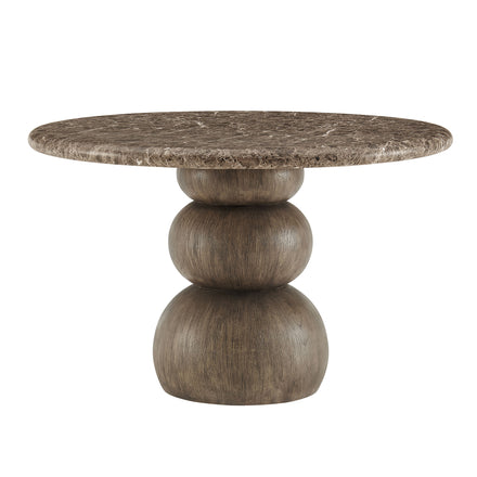 Pietra Indoor Outdoor Patio Round Dining Table in Dark Emperador Marble