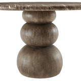 Chenille Indoor Outdoor Patio Round Dining Table in Dark Emperador Marble