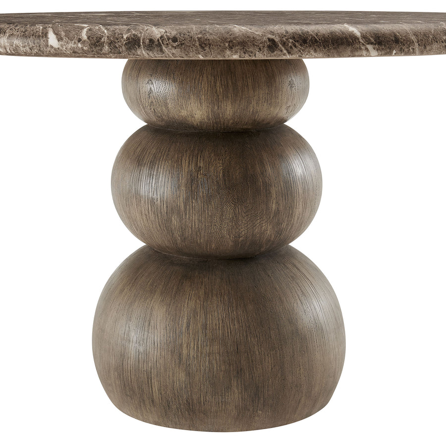 Chenille Indoor Outdoor Patio Round Dining Table in Dark Emperador Marble