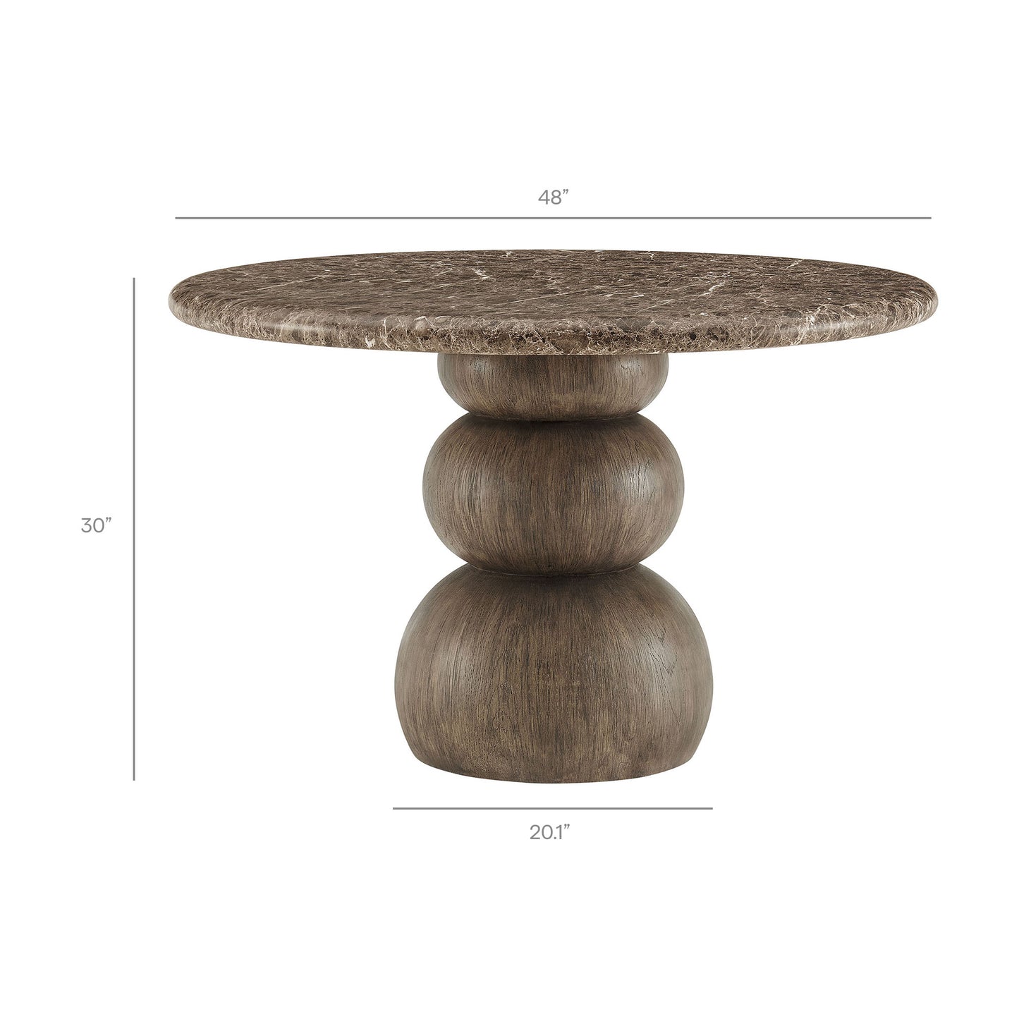 Chenille Indoor Outdoor Patio Round Dining Table in Dark Emperador Marble