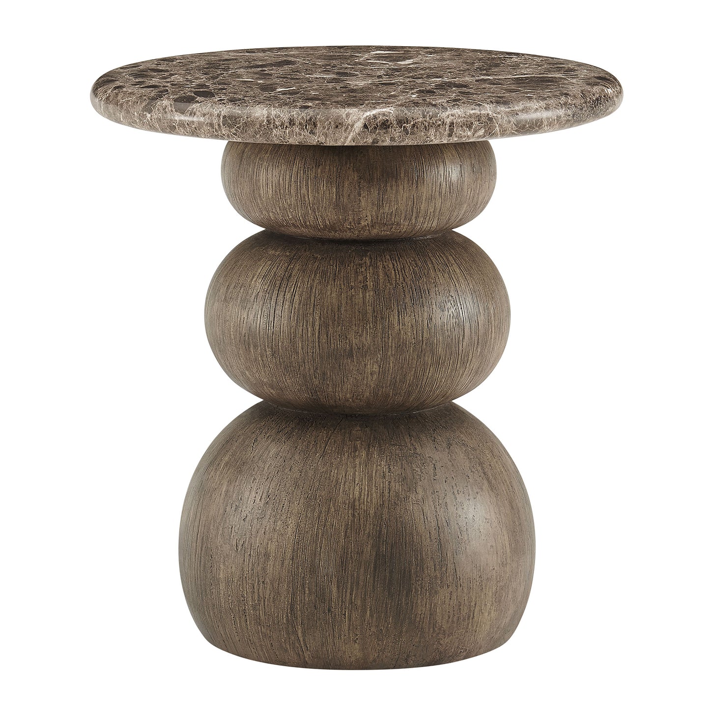 Chenille Indoor Outdoor Patio Round Side Table in Dark Emperador Marble