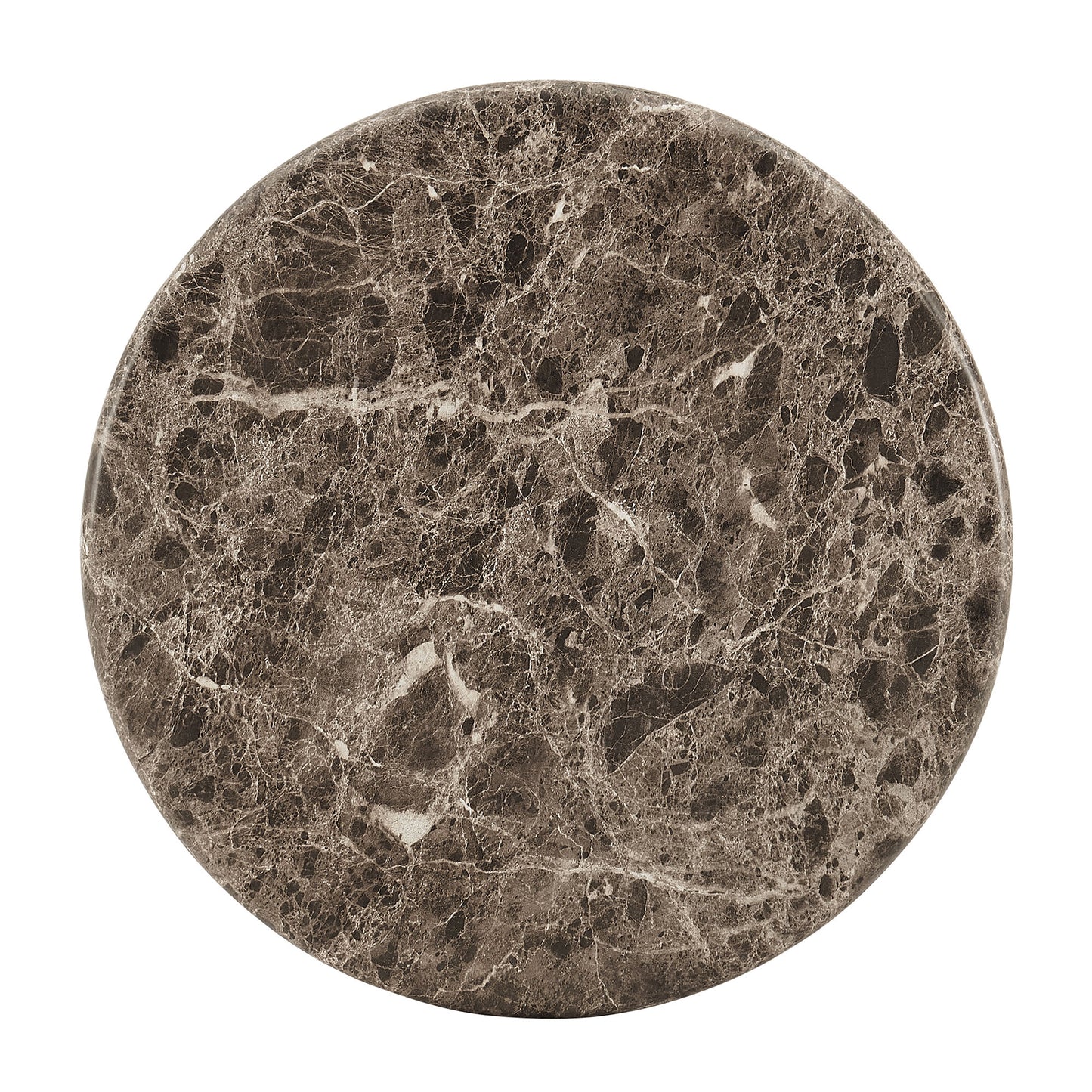 Chenille Indoor Outdoor Patio Round Side Table in Dark Emperador Marble
