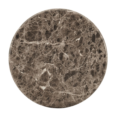 Pietra Indoor Outdoor Patio Round Side Table in Dark Emperador Marble