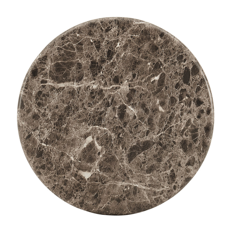 Chenille Indoor Outdoor Patio Round Side Table in Dark Emperador Marble