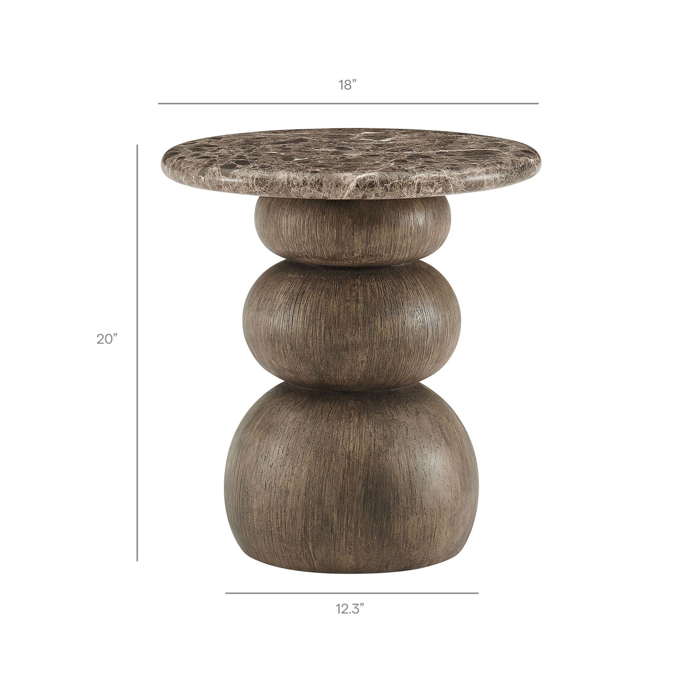 Chenille Indoor Outdoor Patio Round Side Table in Dark Emperador Marble