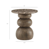 Chenille Indoor Outdoor Patio Round Side Table in Dark Emperador Marble
