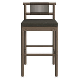 Lyric Outdoor Patio Teak Wood Bar Stools Set of 2 in Weathered Gray Flint