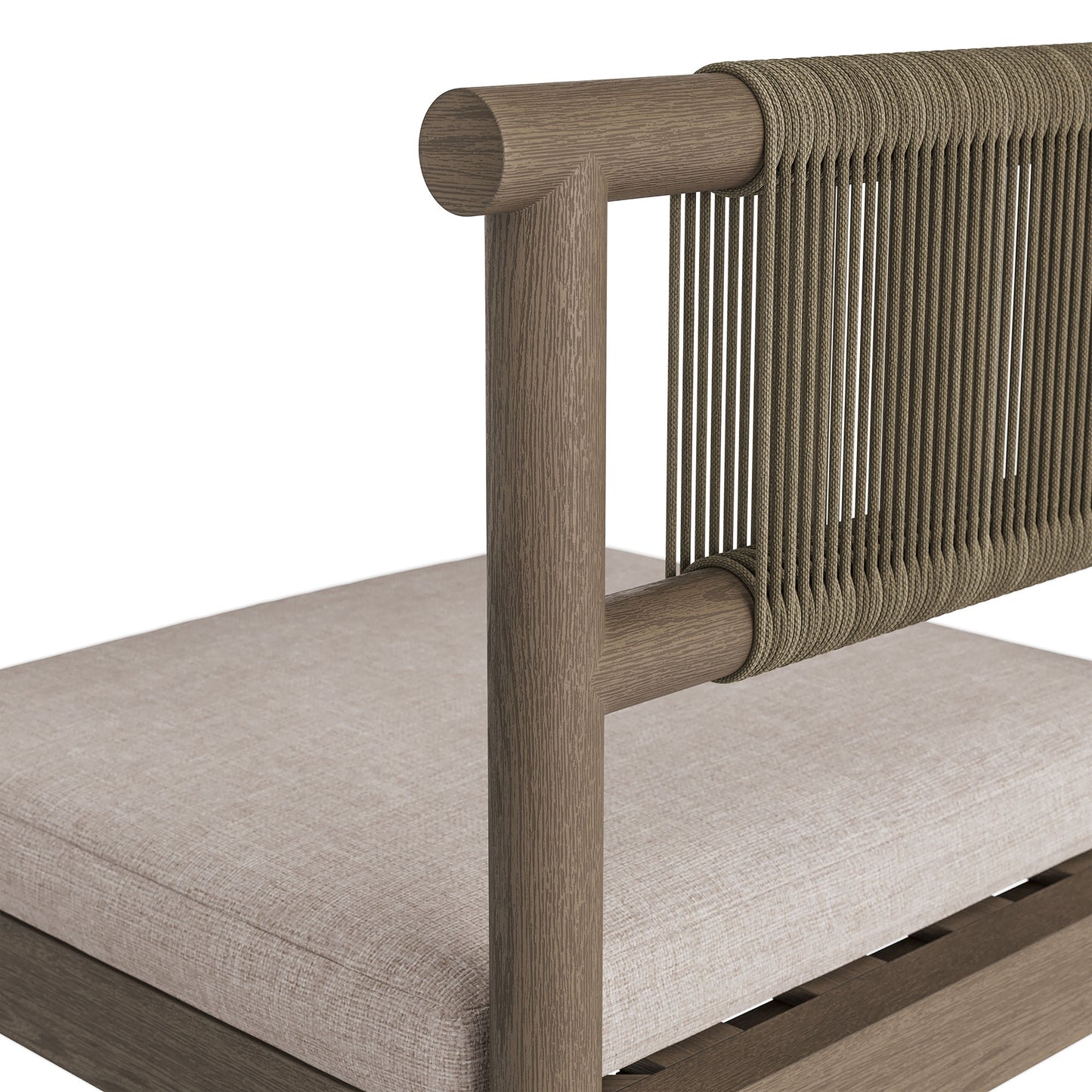 Lyric Outdoor Patio Teak Wood Bar Stools Set of 2 in Weathered Gray Pebble
