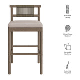 Lyric Outdoor Patio Teak Wood Bar Stools Set of 2 in Weathered Gray Pebble