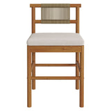 Lyric Outdoor Patio Teak Wood Counter Stools Set of 2 in Natural Sail
