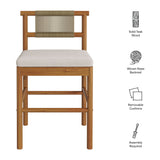 Lyric Outdoor Patio Teak Wood Counter Stools Set of 2 in Natural Sail