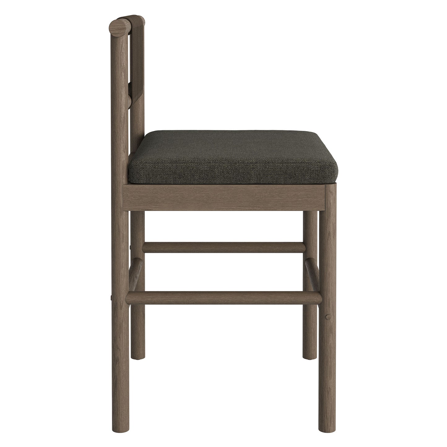 Lyric Outdoor Patio Teak Wood Counter Stools Set of 2 in Weathered Gray Flint