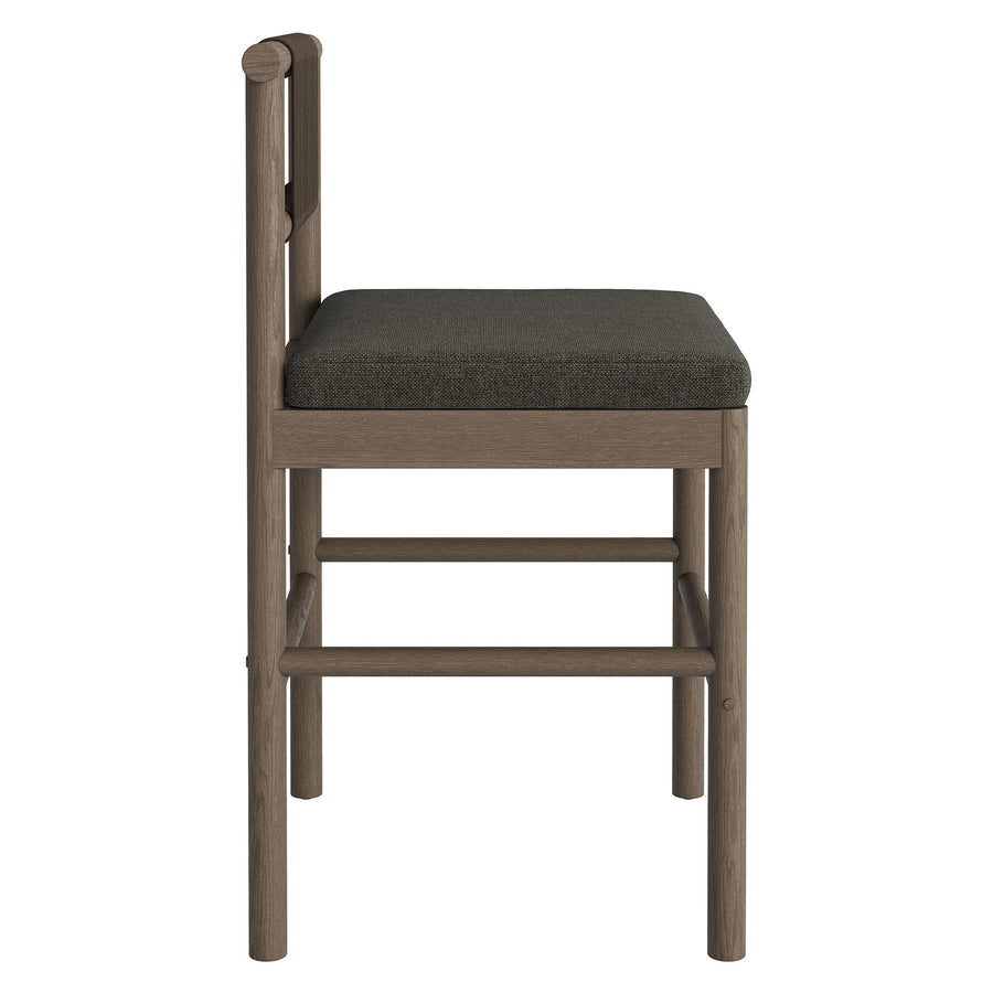 Lyric Outdoor Patio Teak Wood Counter Stools Set of 2 in Weathered Gray Flint