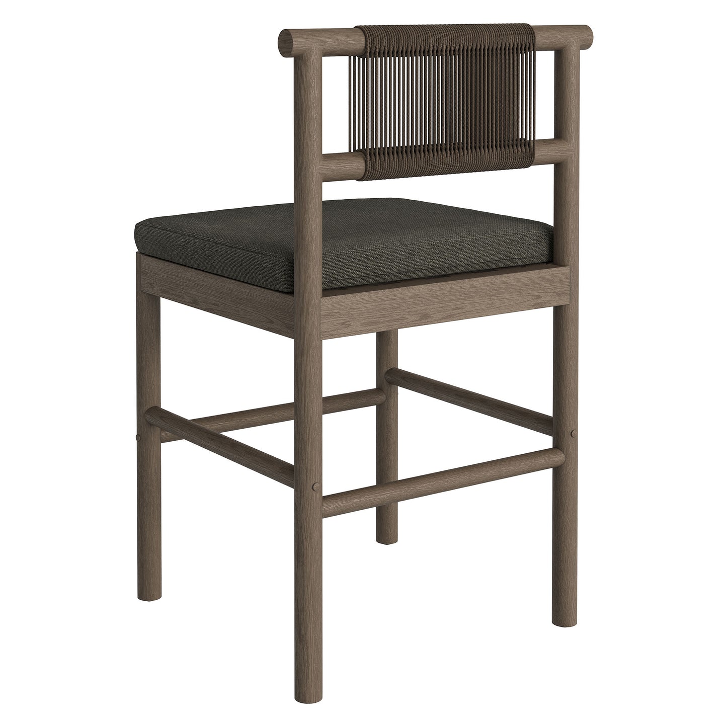 Lyric Outdoor Patio Teak Wood Counter Stools Set of 2 in Weathered Gray Flint