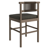 Lyric Outdoor Patio Teak Wood Counter Stools Set of 2 in Weathered Gray Flint