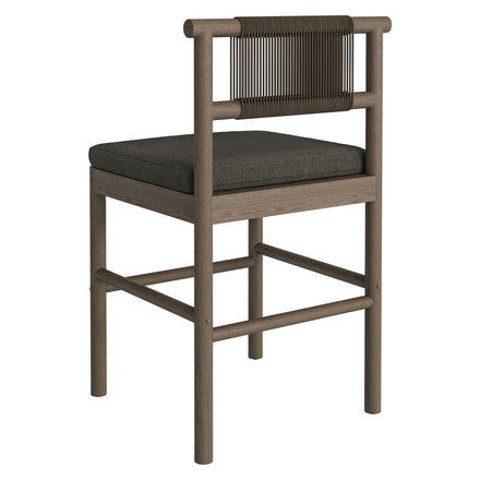 Eleni Outdoor Patio Teak Wood Counter Stools Set of 2 in Weathered Gray Flint