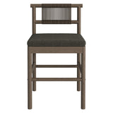 Lyric Outdoor Patio Teak Wood Counter Stools Set of 2 in Weathered Gray Flint